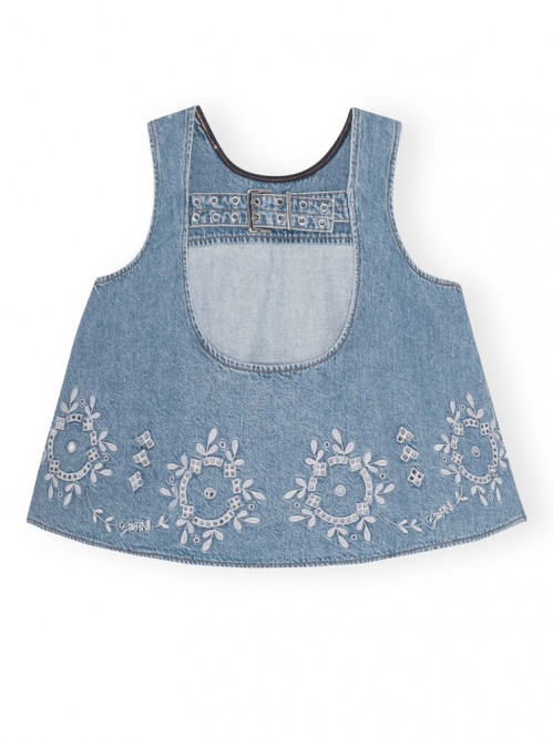 Broderie anglaise denim top lt blue 