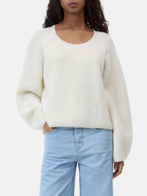 W knit crew neck pullover whipped S