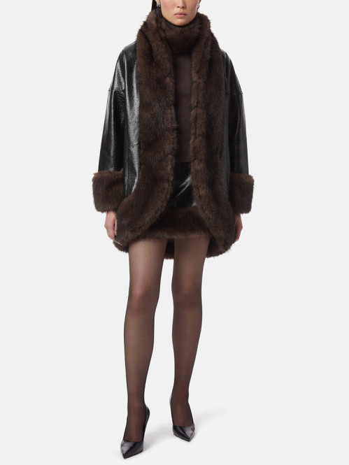 Carrie croc coat black 