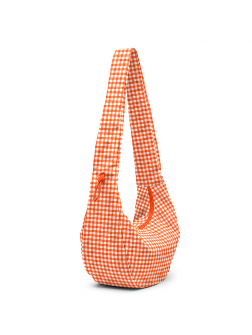 Moon bag ruffle vichy hot coral 