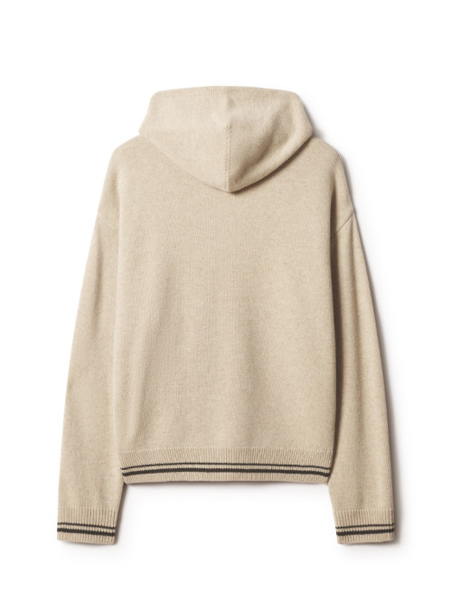 College knit wool hoodie dusty beige 