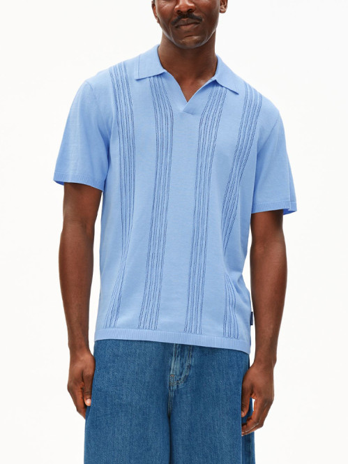 Cotton knit poloshirt wedgwood 