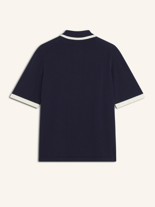 Cotton knitted comfort polo shirt navy 