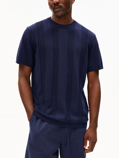 Cotton knit t-shirt tinted navy 