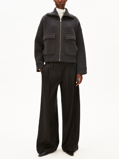Cotton wool knit jacket steel mel XS