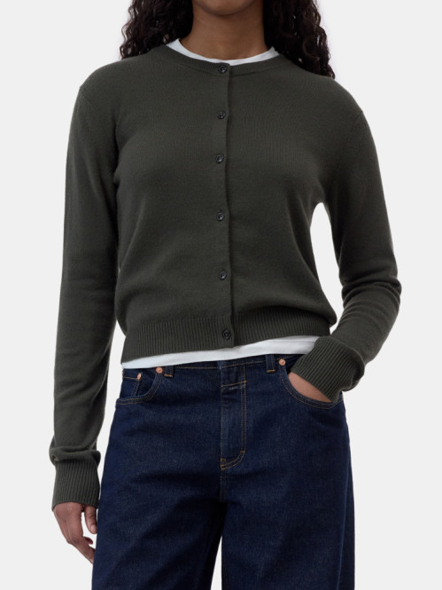 Crewneck cardigan longlseeve junip green 