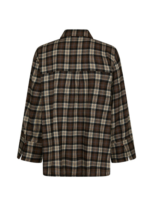 Dita flannel check shirt dk taupe 