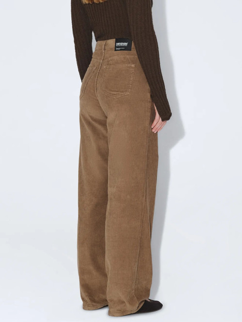 Donna high relaxed jeans washed khaki cord 