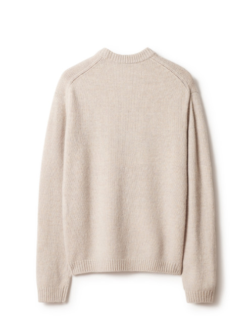Dressed fox intarsia wool knit moon beige 