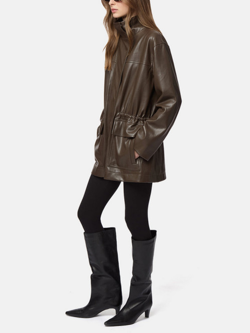 Edie sans leather parka deep brown 