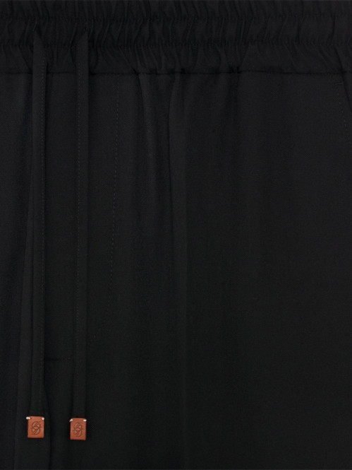 Elastic waist pantsa black 