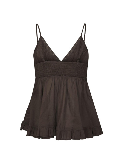 Elvena s voile top dark brown 