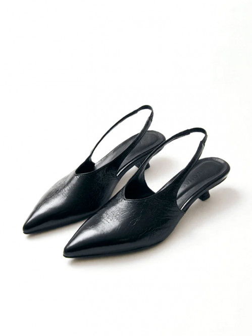 Eros slingback mules black leather 