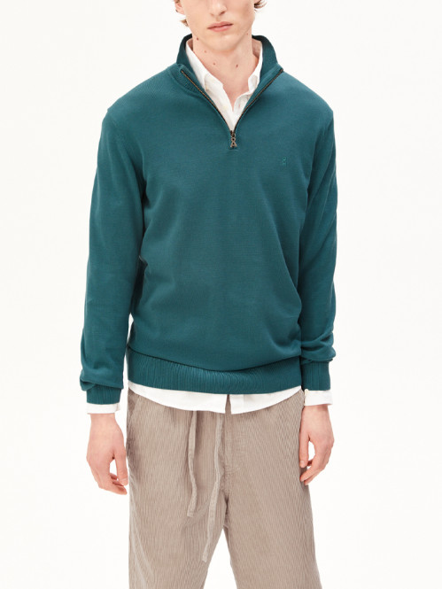 Faabes zip knit sweater petrol 