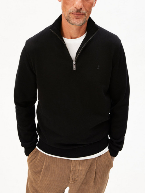 Faabes zip knit sweater black 