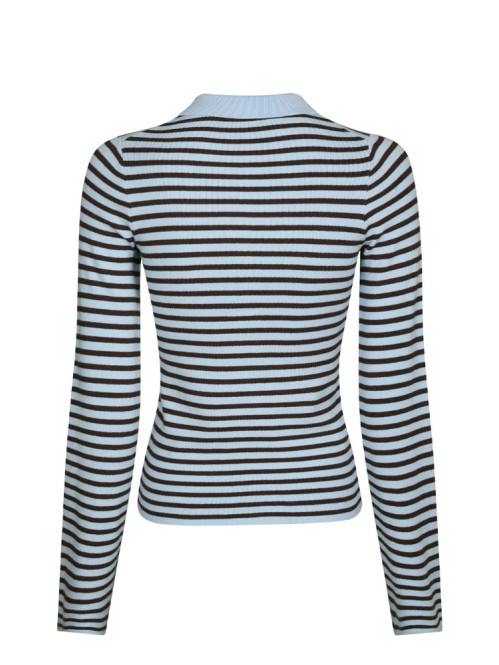 Fannya ls stripe knit polo lt blue stripe 