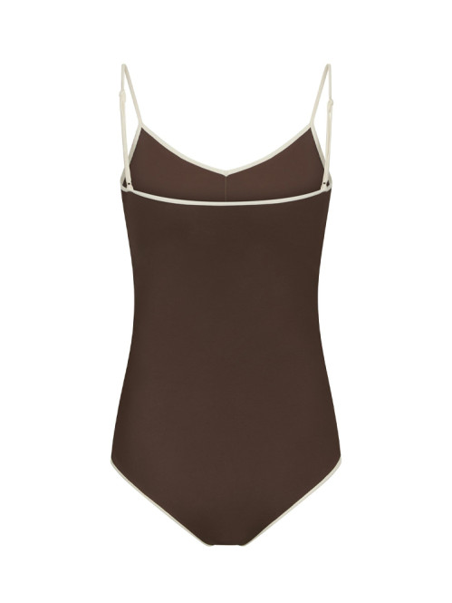 Felice solid contrast swimsuit dark brown 