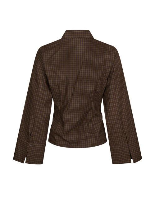 Fenli small check shirt aubergine 