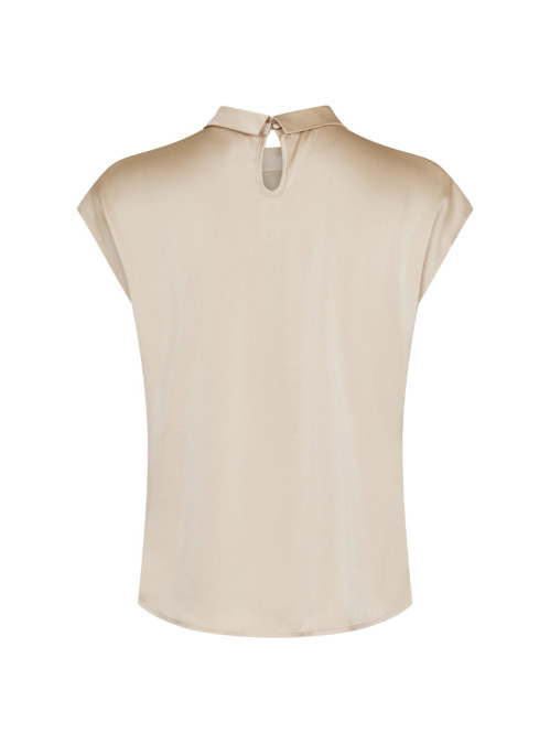 Fleur drapy satin blouse dark sand 