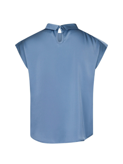 Fleur drapy satin blouse dusty blue 