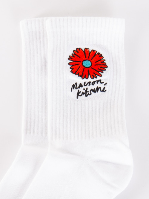 Floating flower sporty socks white 