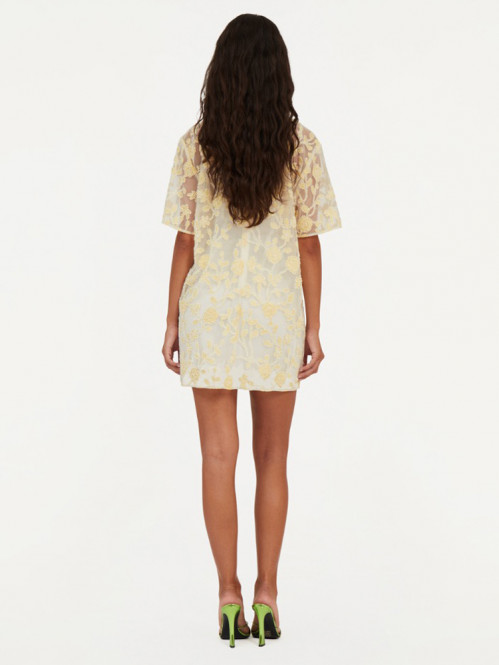 Flower beads boxy dress egret 