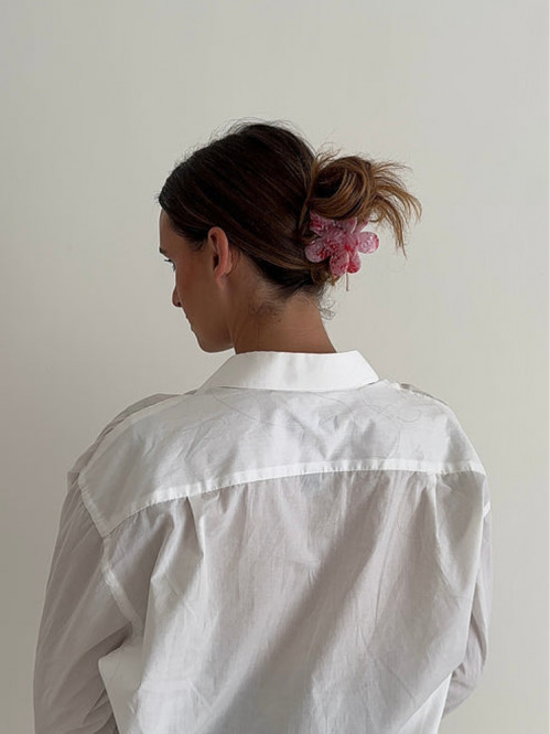 Flower clip swirly pink 