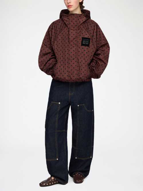 Printed fleiweight nylon jacket chicory coffee 
