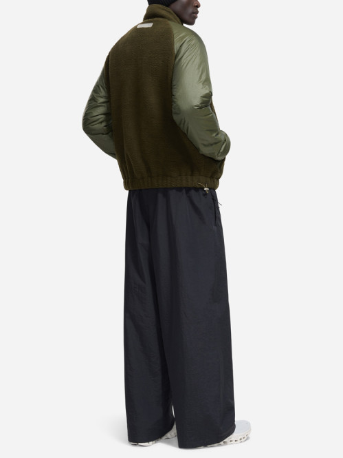 Frosted badge fleece nylon jacket green 