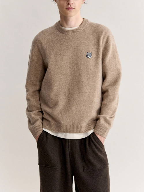 Fox head lambswool comf knit cobblestone 