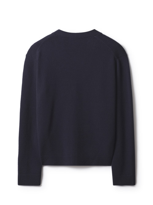 Fox head intarsia merino cardigan navy lt grey gy 