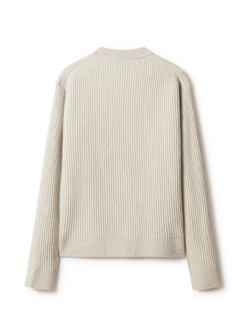 Fox head ribbed cardigan lt grey 