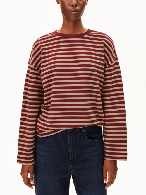 Frankaa maarlen stripe sweat velvet red 