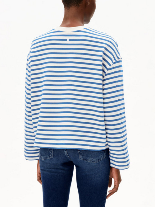 Frankaa maarlen stripe sweatshirt unddyed dk morning 