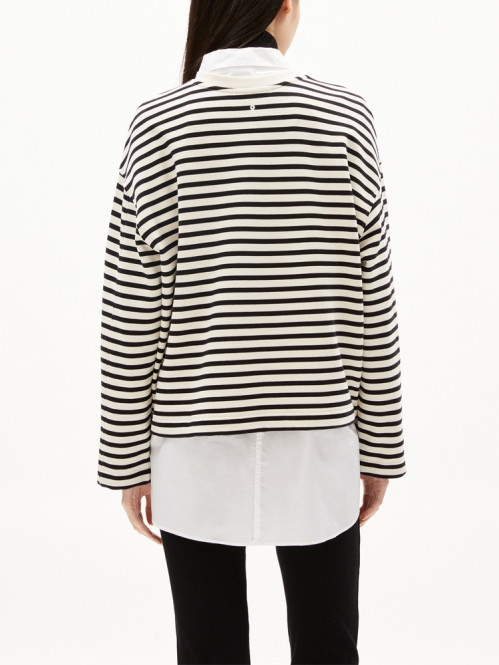 Frankaa stripe sweatshirt undyed black 