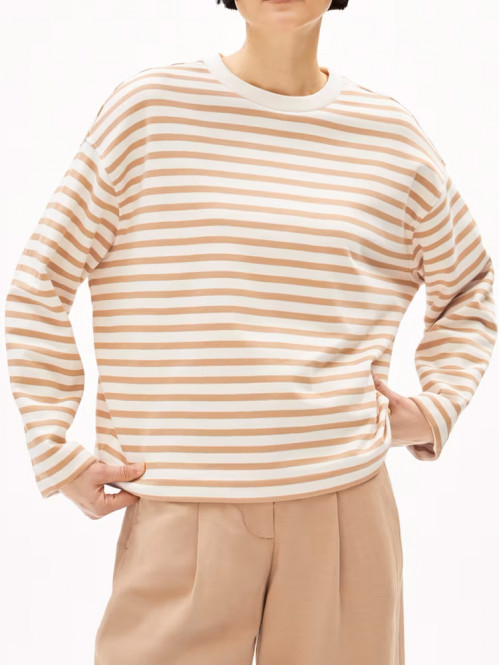 Frankaa stripe sweatshirt undyed beige 