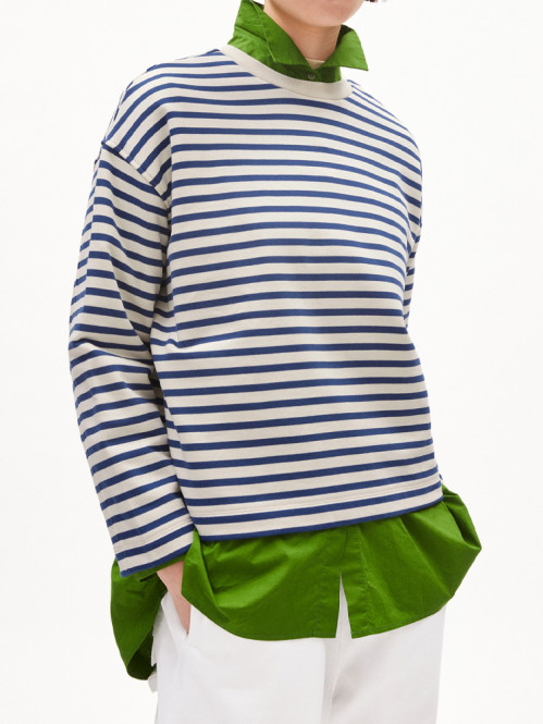 Frankaa stripe sweatshirt undyed lapsis blue 