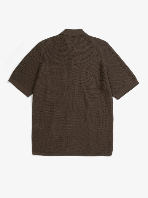 Fredensborg mercerised cotton knitted shirt coffee 