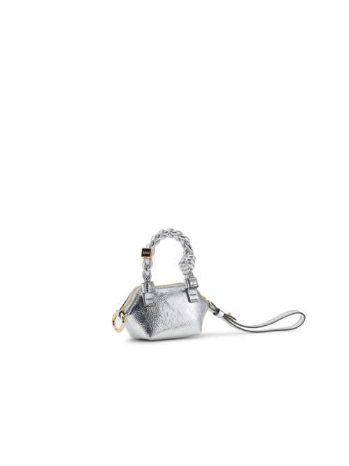 Ganni bou bag nano metallic silver 