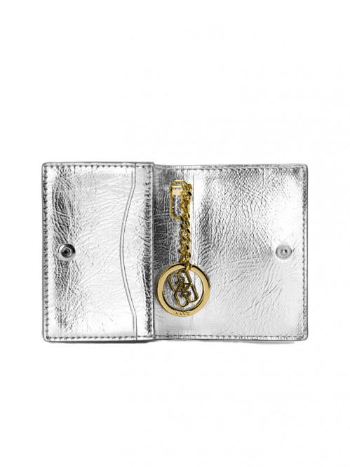 Ganni bou flap card holder silver 