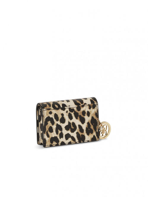 Bou card holder with flap leopard 
