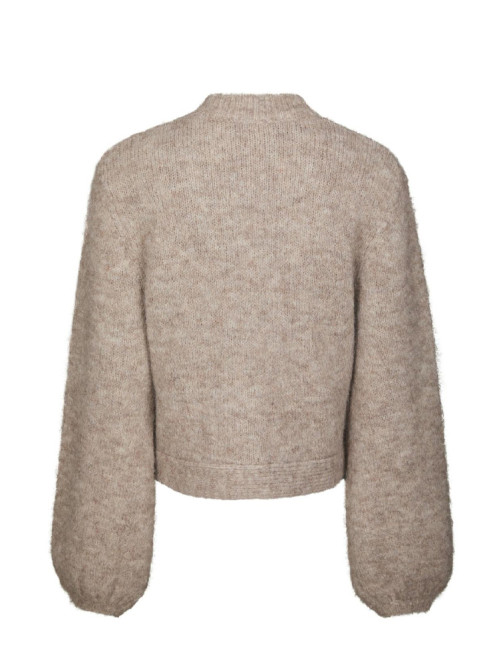 Gio fluffy knit cardigan beige mel 