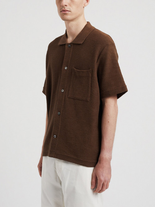 Gustav crochet shirt chestnut 