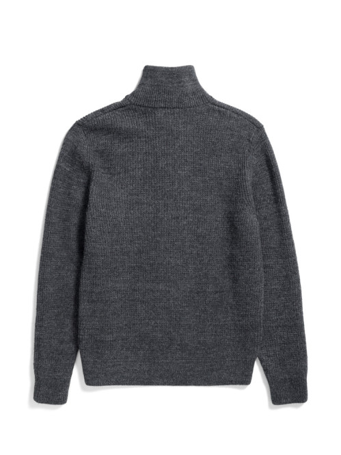 Hagen wool cotton rib cardigan dk grey 