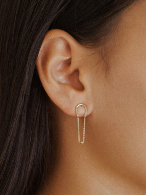 Hanging chain stud gold 