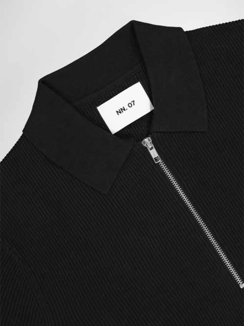 Hansie ss zip polo black 