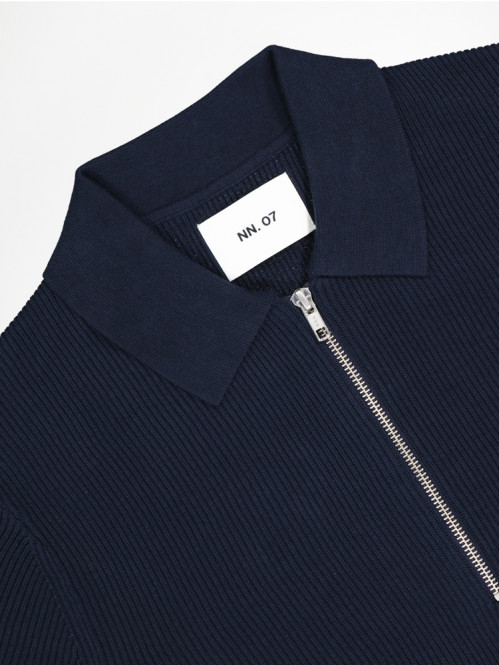 Hansie ss zip polo navy mel 