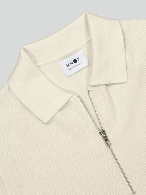 Hansie ss zip polo ecru 