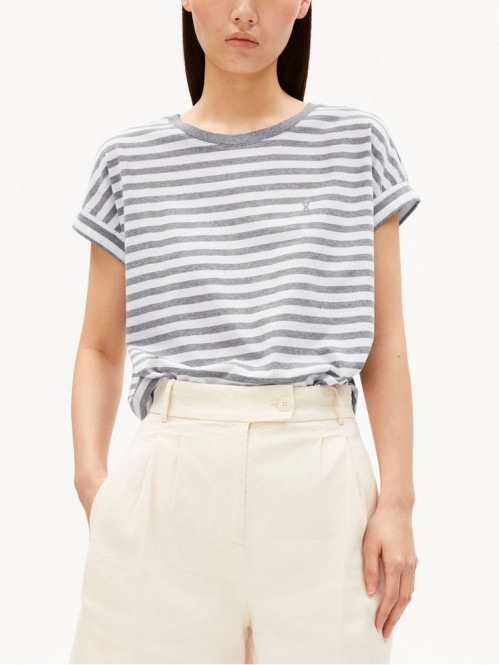 Idaara stripe t-shirt wht silver 