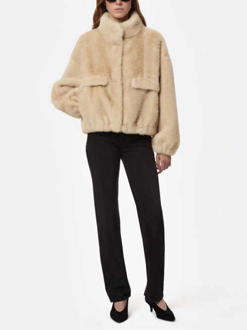 Iris shaved mink bomber latte multi 